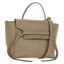 CELINE Belt Bag Micro Hand Bag Leather 2way Beige Gold Auth 185805M-1