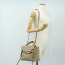 CELINE Belt Bag Micro Hand Bag Leather 2way Beige Gold Auth 185805M-30