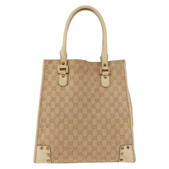 GUCCI GG Canvas Tote Bag Beige 124261 Auth 185806
