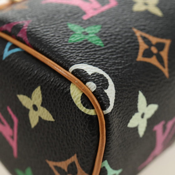 LOUIS VUITTON Monogram Multicolor Mini Speedy Bag Black M92644 Auth 185809SAM
