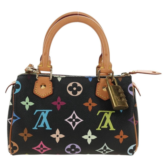 LOUIS VUITTON Monogram Multicolor Mini Speedy Bag Black M92644 Auth 185809SAM
