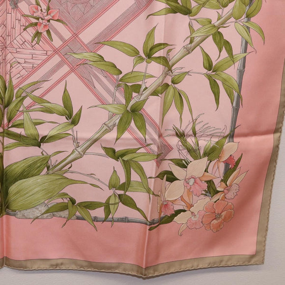 HERMES Carre 90 Scarf ""SERENITE"" Silk Pink Auth 185810