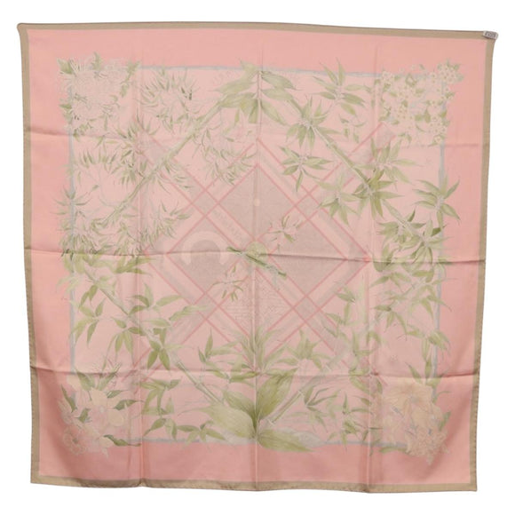 HERMES Carre 90 Scarf ""SERENITE"" Silk Pink Auth 185810