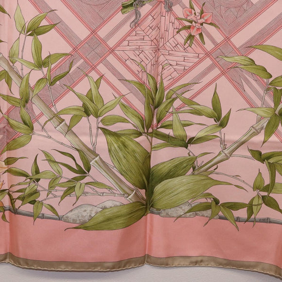 HERMES Carre 90 Scarf ""SERENITE"" Silk Pink Auth 185810
