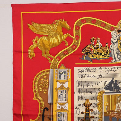 HERMES Carre 90 Scarf ""IN SALZBURG"" Silk Red Auth 185811 - 0