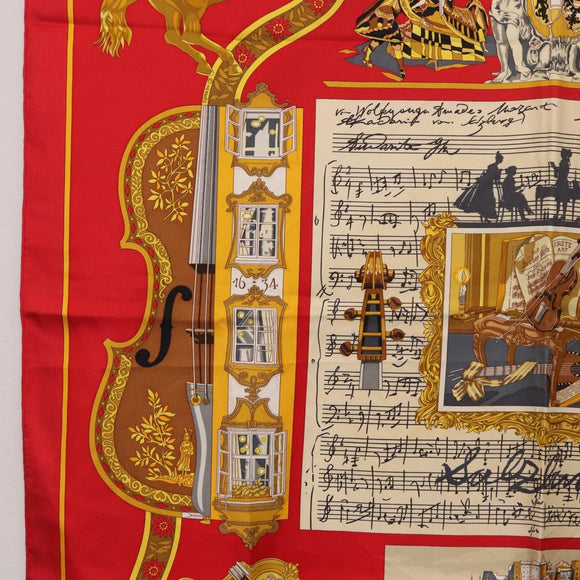 HERMES Carre 90 Scarf ""IN SALZBURG"" Silk Red Auth 185811