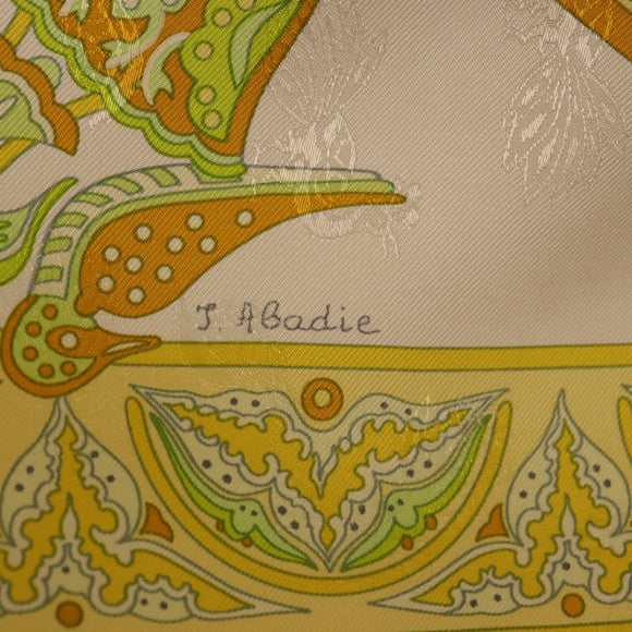 HERMES Carre 90 Scarf ""CIELS BYZANTINS"" Silk Yellow Auth 185812