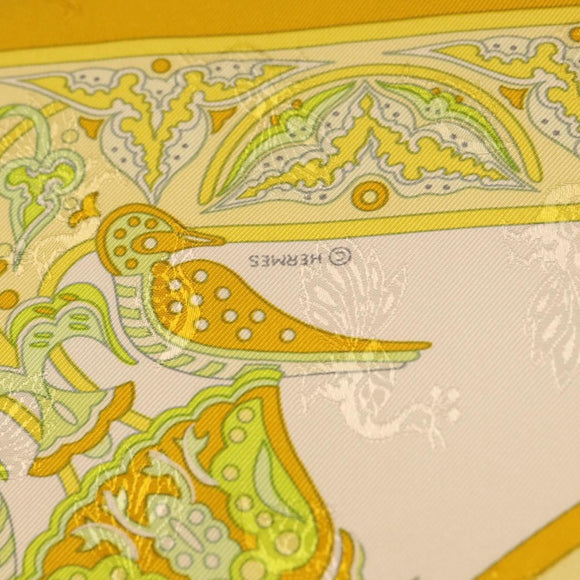 HERMES Carre 90 Scarf ""CIELS BYZANTINS"" Silk Yellow Auth 185812
