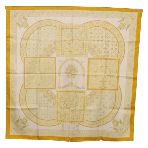 HERMES Carre 90 Scarf ""CIELS BYZANTINS"" Silk Yellow Auth 185812