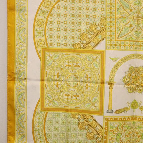 HERMES Carre 90 Scarf ""CIELS BYZANTINS"" Silk Yellow Auth 185812