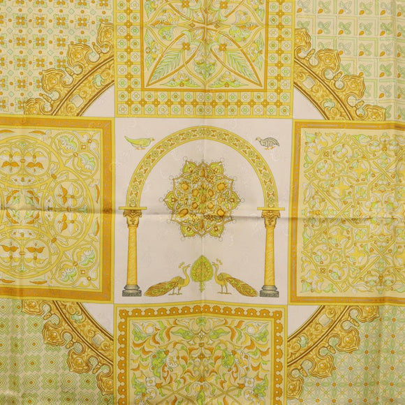 HERMES Carre 90 Scarf ""CIELS BYZANTINS"" Silk Yellow Auth 185812