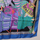 HERMES Carre 90 Scarf ""Etendards et Bonnieres"" Silk Purple Auth 185813M-10