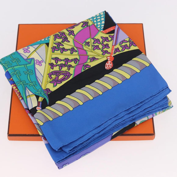 HERMES Carre 90 Scarf ""Etendards et Bonnieres"" Silk Purple Auth 185813M