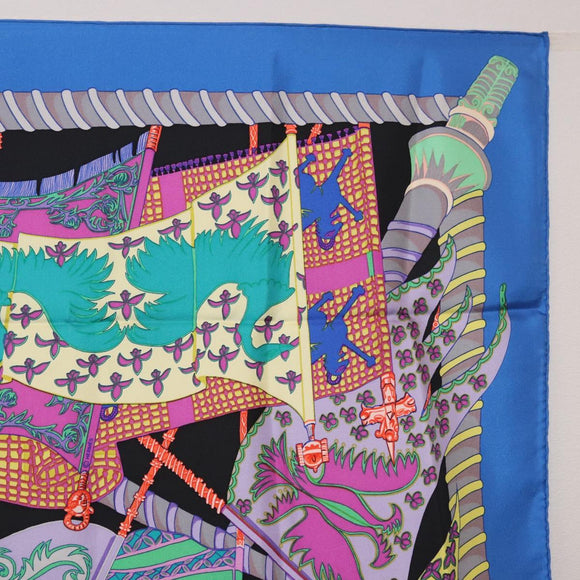 HERMES Carre 90 Scarf ""Etendards et Bonnieres"" Silk Purple Auth 185813M