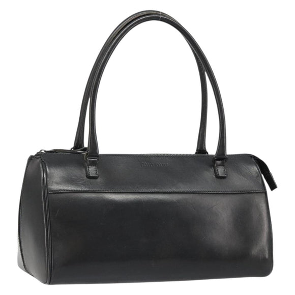 Miu Miu Hand Bag Leather Black Auth 185814A