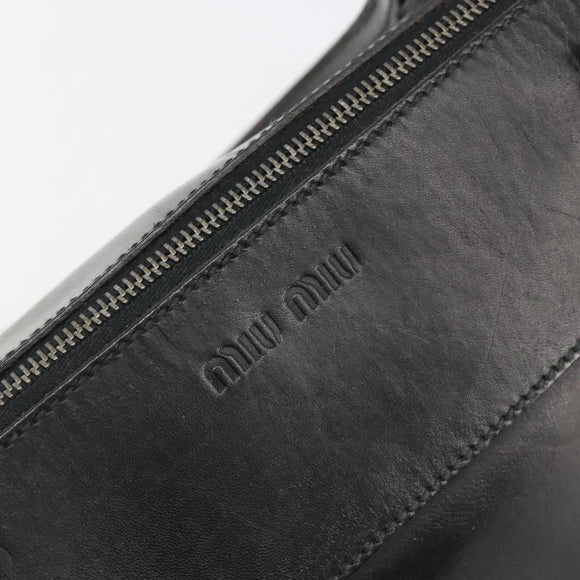 Miu Miu Hand Bag Leather Black Auth 185814A