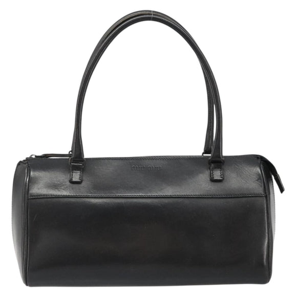 Miu Miu Hand Bag Leather Black Auth 185814A