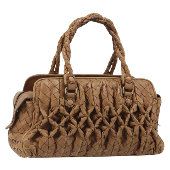 BOTTEGA VENETA INTRECCIATO Hand Bag Leather Brown Silver Auth 185815A