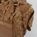 BOTTEGA VENETA INTRECCIATO Hand Bag Leather Brown Silver Auth 185815A-11