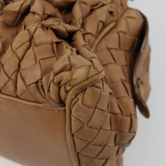 BOTTEGA VENETA INTRECCIATO Hand Bag Leather Brown Silver Auth 185815A