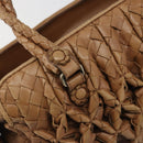 BOTTEGA VENETA INTRECCIATO Hand Bag Leather Brown Silver Auth 185815A-15