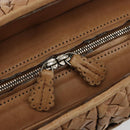 BOTTEGA VENETA INTRECCIATO Hand Bag Leather Brown Silver Auth 185815A-16