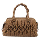 BOTTEGA VENETA INTRECCIATO Hand Bag Leather Brown Silver Auth 185815A-2