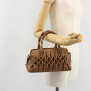 BOTTEGA VENETA INTRECCIATO Hand Bag Leather Brown Silver Auth 185815A-23