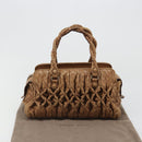 BOTTEGA VENETA INTRECCIATO Hand Bag Leather Brown Silver Auth 185815A-24