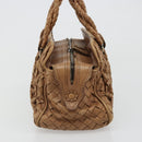 BOTTEGA VENETA INTRECCIATO Hand Bag Leather Brown Silver Auth 185815A-5