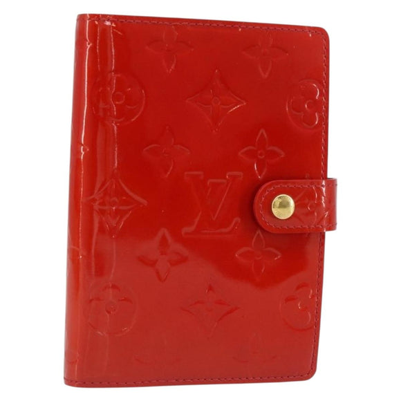 LOUIS VUITTON Vernis Agenda PM Day Planner Cover Red R21016 Auth 185818A