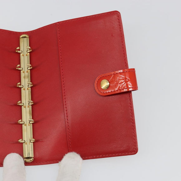 LOUIS VUITTON Vernis Agenda PM Day Planner Cover Red R21016 Auth 185818A