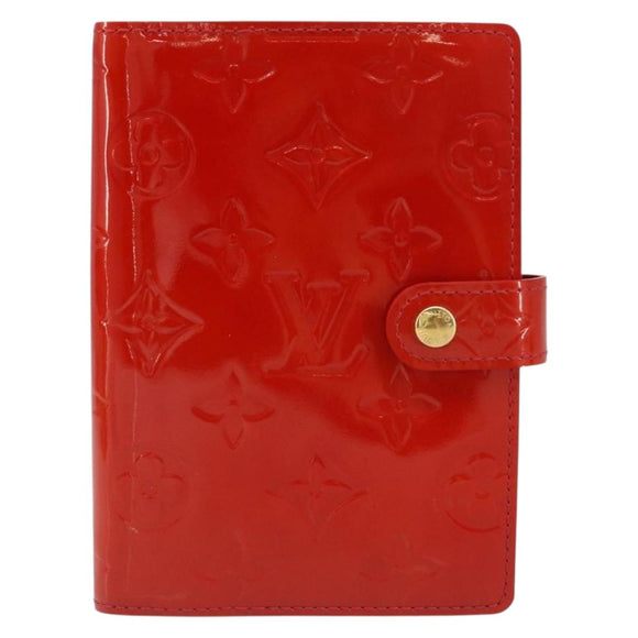 LOUIS VUITTON Vernis Agenda PM Day Planner Cover Red R21016 Auth 185818A