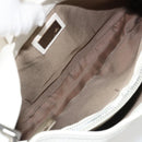 FENDI Mamma Baguette Shoulder Bag Leather White Silver Auth 185820M-18