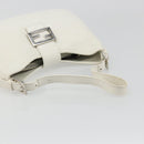 FENDI Mamma Baguette Shoulder Bag Leather White Silver Auth 185820M-7