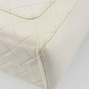 CHANEL Matelasse Hand Bag Canvas White Gold CC Auth 185821A-15