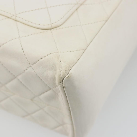 CHANEL Matelasse Hand Bag Canvas White Gold CC Auth 185821A