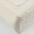 CHANEL Matelasse Hand Bag Canvas White Gold CC Auth 185821A-16
