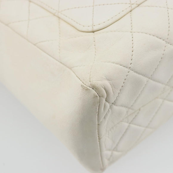 CHANEL Matelasse Hand Bag Canvas White Gold CC Auth 185821A