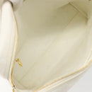 CHANEL Matelasse Hand Bag Canvas White Gold CC Auth 185821A-10