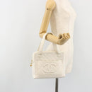 CHANEL Matelasse Hand Bag Canvas White Gold CC Auth 185821A-24