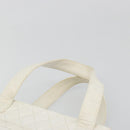 CHANEL Matelasse Hand Bag Canvas White Gold CC Auth 185821A-8