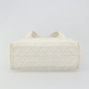 CHANEL Matelasse Hand Bag Canvas White Gold CC Auth 185821A-5