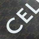 CELINE Triomphe Vertical Cabas Tote Bag PVC 2way Black Gold Auth 185832V-19