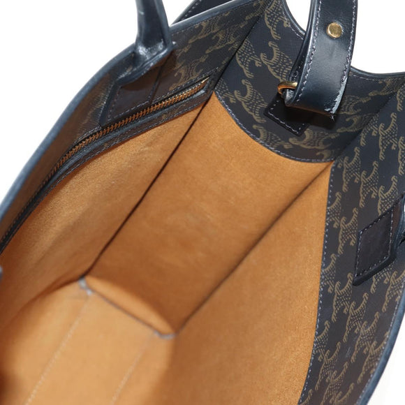 CELINE Triomphe Vertical Cabas Tote Bag PVC 2way Black Gold Auth 185832V