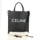 CELINE Triomphe Vertical Cabas Tote Bag PVC 2way Black Gold Auth 185832V-12