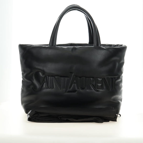 SAINT LAURENT Tote Bag Lamb Skin Black Auth 185833SM