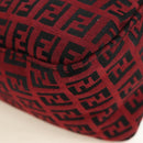 FENDI Zucchino Canvas Mamma Baguette Shoulder Bag Red Silver Auth 185835SAM-16