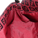 FENDI Zucchino Canvas Mamma Baguette Shoulder Bag Red Silver Auth 185835SAM-24