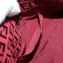 FENDI Zucchino Canvas Mamma Baguette Shoulder Bag Red Silver Auth 185835SAM-25
